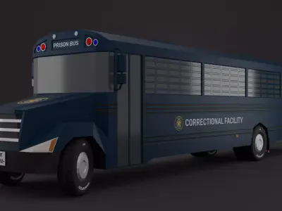 Police Correctional  Bus Facility LowPoly 3D Model 3D model