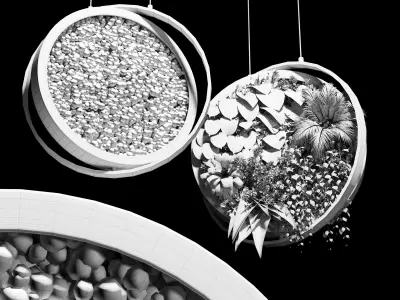 hanging garden and hanging moss in wooden frame 218 3D model