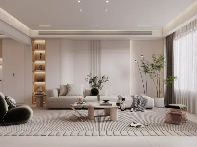 Modern living room dining room interior scenes 441 3D model