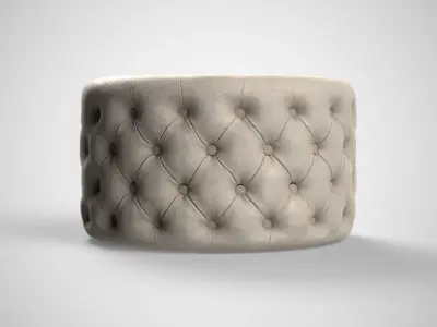 Couchette Round Ottoman in Biege and Black Low-poly 3D model