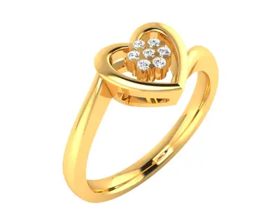 Solitaire Engagement Heart Ring 3D print model