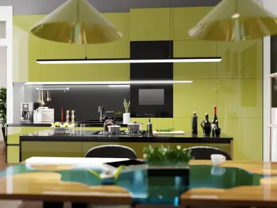 Modern Kitchen with Dining Room 3D model