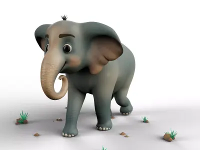 Cartoon Elephant - MAYA Rigged and Blender Rigged Low-poly 3D model