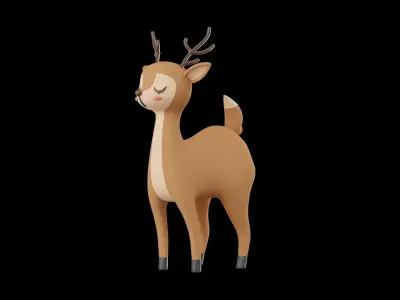  character Cartoon Deer 3D model