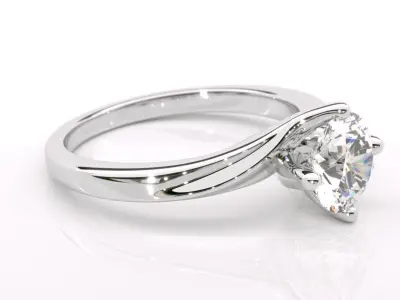 Four Claw Twist Engagement Ring 3D print model