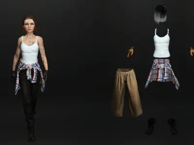 Mechanic Girl - Game Ready  Low-poly 3D model