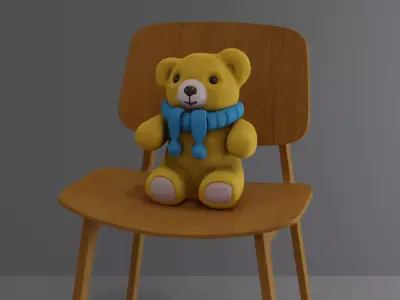 Bear soft toy Low-poly 3D model