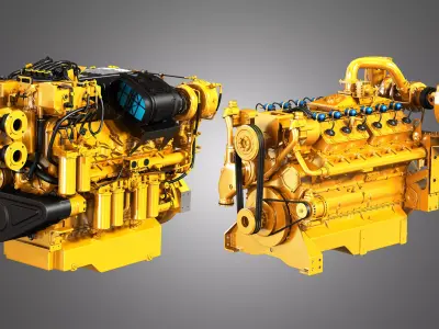 C32 Acert -  G3412 Engines - V12 Industrial Engines 2 in 1 3D Model Collection