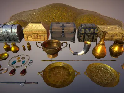 Treasury game ready Low-poly 3D model