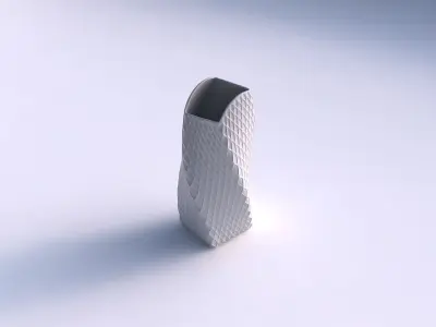 Vase twisted arc quadratic with diagonal grid dents 3D print model