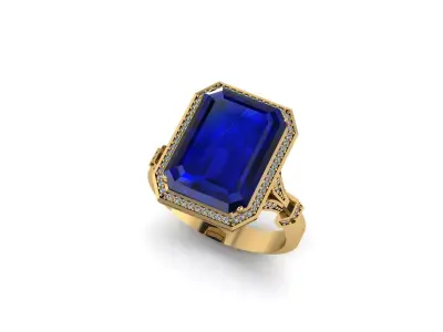 sapphire stone ring 3D print model