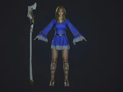 Sky Wizard Girl - Game Ready Character Low-poly 3D model