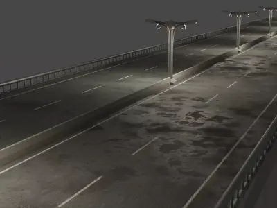 Bridge highway with lights 3D model