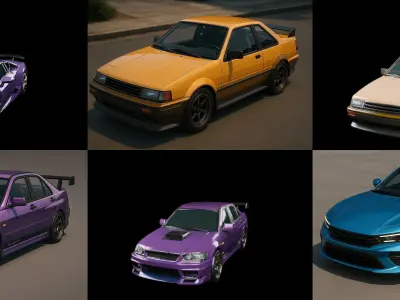 Sport Car bundle 12 pack 100 glb 3D model