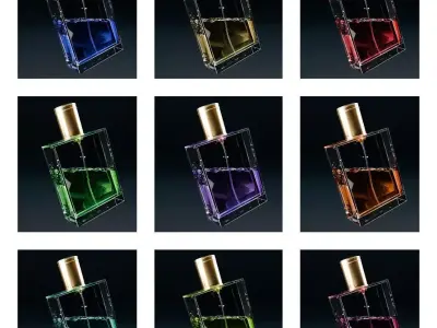 Cosmetic perfume bottels 3D model set for advertising 3D model