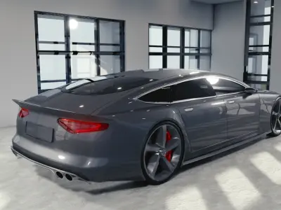 BLENDER EEVEE Brandless Extended Wheelbase 4 door coupe Low-poly 3D model