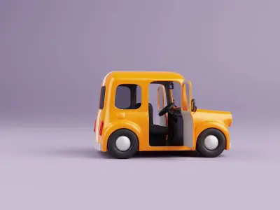 Stylized Cartoon City Car - Fully Rigged 3D model