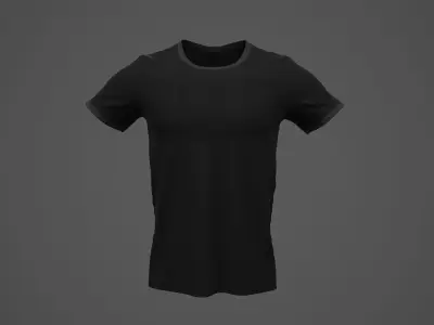 T-Shirt Male PBR Game-ready Black Color Low-poly 3D model