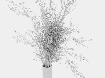 Branches plant with galss vase green - bouquet 40 Low-poly 3D model