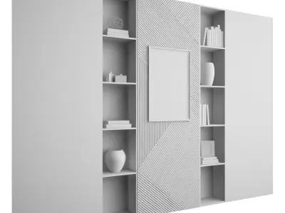 Wood and  Marble Shelf 2 3D model