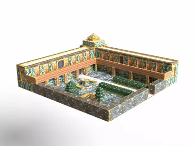 Fantasy Mansion with Garden and Courtyard Free low-poly 3D model