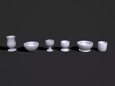Earthenware Pottery Cups Low-poly 3D model