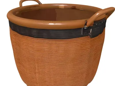 Rustic Wicker Laundry Hamper Basket Low-poly 3D model