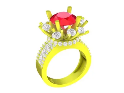 Luxury Halo Solitaire Ring 3D Model  4315 3D print model