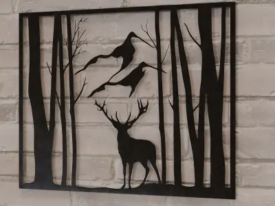 Deer Metal Wall Art 3D model