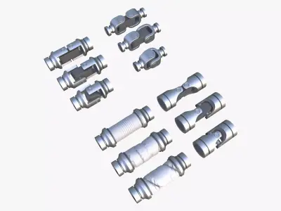 Cardan Shaft Joints 12 Pieces Set M1 3D model
