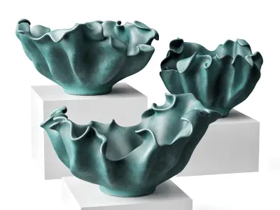 Coral bowl vase Low-poly 3D model