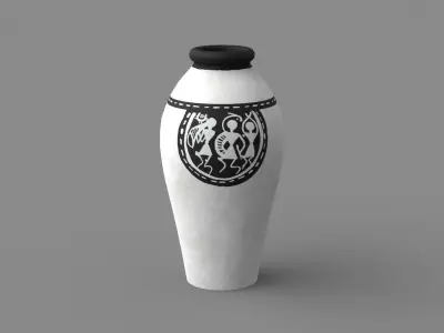 Warli Tales Vases painted white Low-poly 3D model