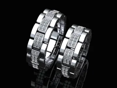 Wedding rings gold platinum 3D print model