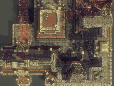 Mayan Temple Set - Low Poly Hand Painted Low-poly 3D model