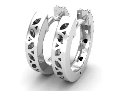 AV 596 Round Diamond Ladies Hoop Earrings 3D print model