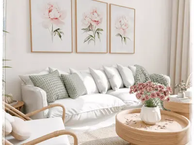 Spring Living Room Blender Scene 3D model