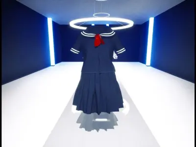 Japanese 80s Girls Clothing Pack 3D model