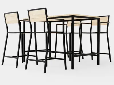 Lugo Teak Cafe Set Low-poly 3D model