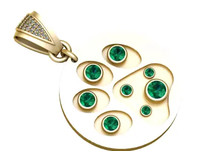  Emerald and Diamond Pendant 3D print model