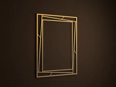 interior horse in gold frame on wall 3D model