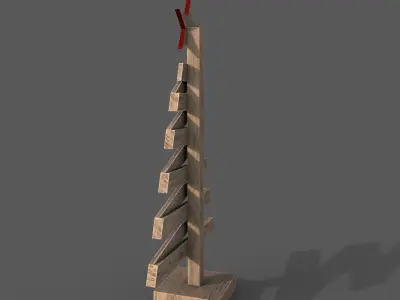 Christmas tree Wooden decor Low-poly 3D model