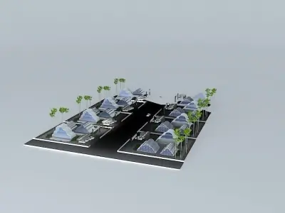C Art solar powered village 3D model