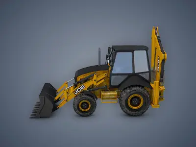 JCB Loader Backhoe Low-poly 3D model