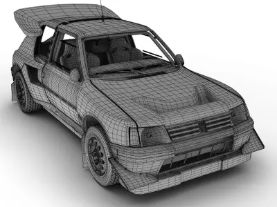 Peugeot 205 T16 Rally Car 3D model