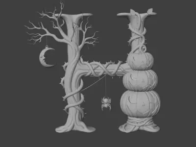 Halloween Letter H 3D Model 3D print model