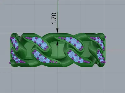 Diamond Cuban Ring 3D print model