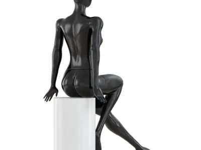 Female abstract mannequin sitting on a stool 75 3D model