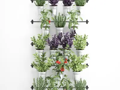 Decorative plants for the kitchen on railing 380 1 3D model