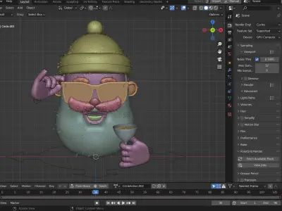 Animated Santa Shades Low-poly 3D model
