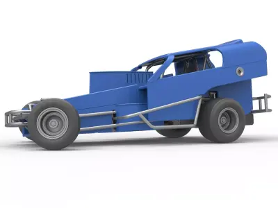 Vintage Dirt Modified stock car V2 while turning Scale 1 to 25 3D print model